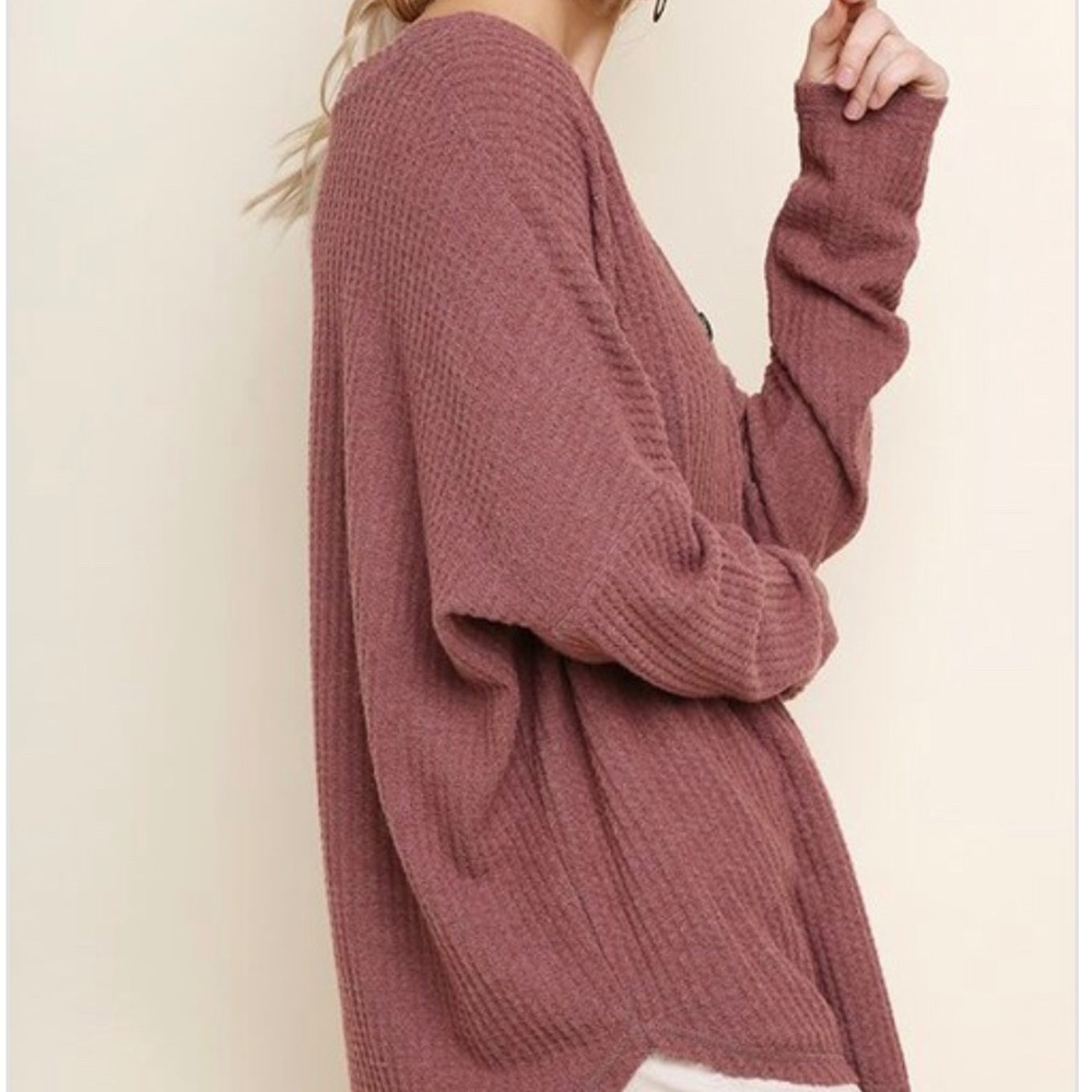 Last 2• Mauve Waffle Top - Picture 2 of 6